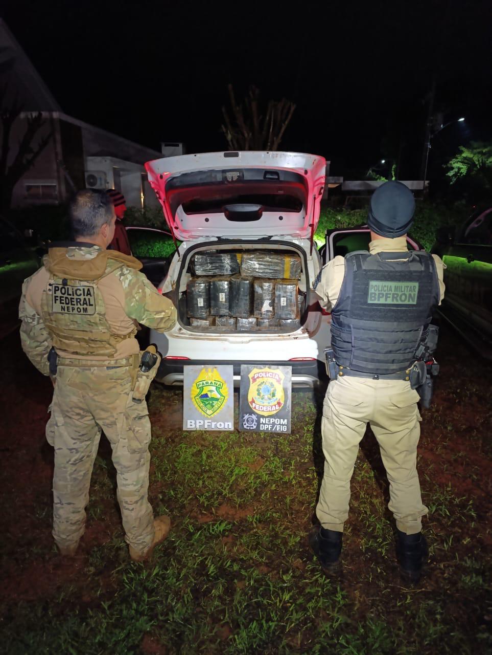 PF e PM apreendem mais de uma tonelada de maconha em Santa Helena; veículo tinha placas clonadas e registro de furto