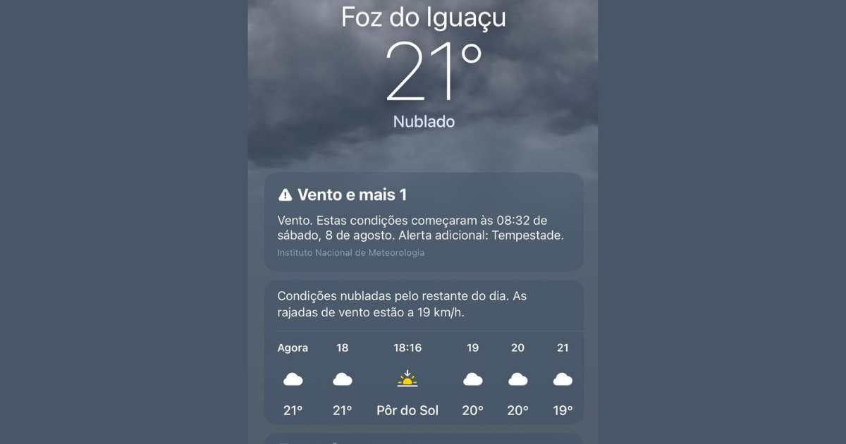 Foz do Iguaçu tem fim de semana de chuva e queda de temperatura; confira a previsão até segunda-feira